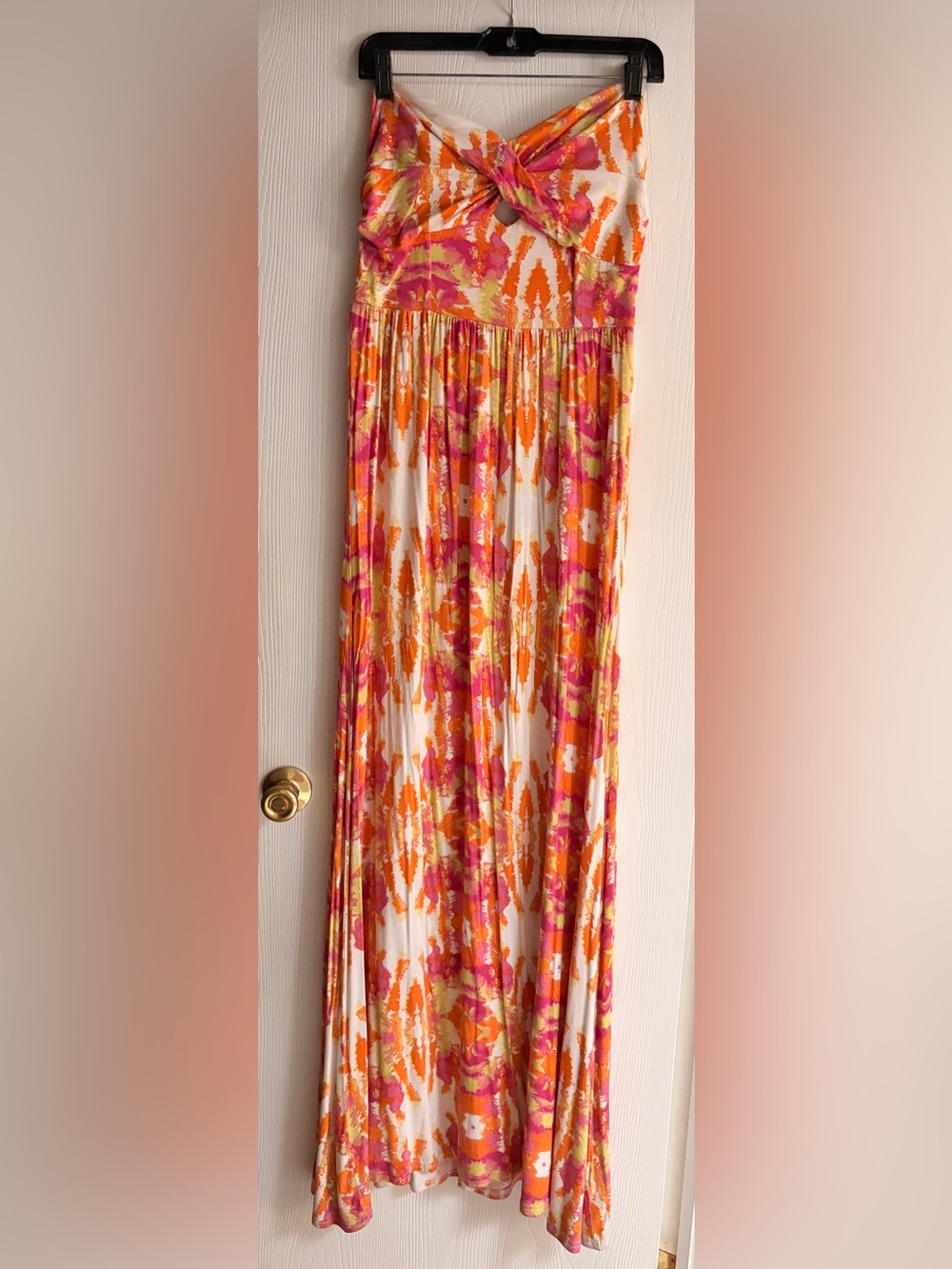 Guess Pink, Orange & Cream Printed Maxi Skirt